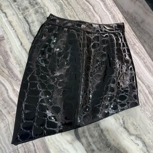 Alexander Wang Croc Effect Black Leather Asymmetrical skirt